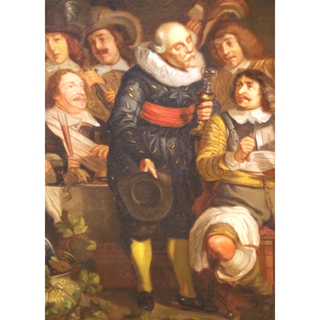 19th Century Dutch School Banquet Scene Oil Painting After Van Der Helst For Sale - Image 10 of 15