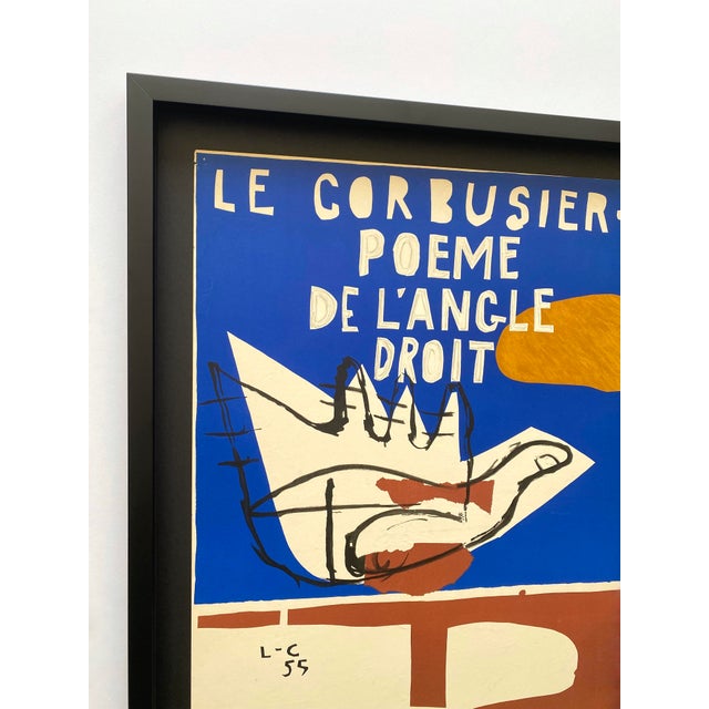 Le Corbusier Le Corbusier Vintage 1955 Mid Century Modernist Mourlot Fine Art Lithograph Print " Poeme De l'Angle Droit " Framed Paris Exhibition Poster For Sale - Image 4 of 15