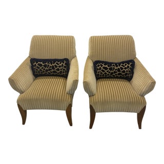 Dakota Jackson Art Deco Style Chairs - a Pair with Pillows For Sale