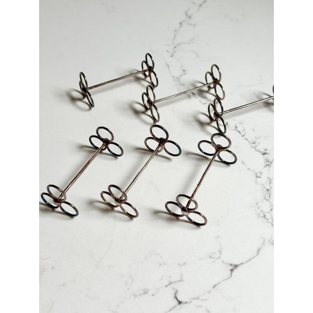 Metal Early 20th Century Art Deco Silver Plate Trefoil Knife Rests - Set of 6 For Sale - Image 7 of 8