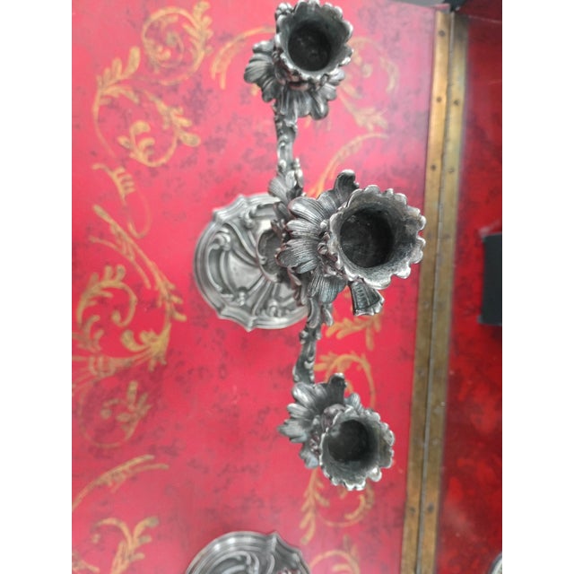 1920s Rococo Elaborated Detailed Rococo Arno Fassi Silver Foliate Pair of Candelabras - Pair For Sale - Image 12 of 13