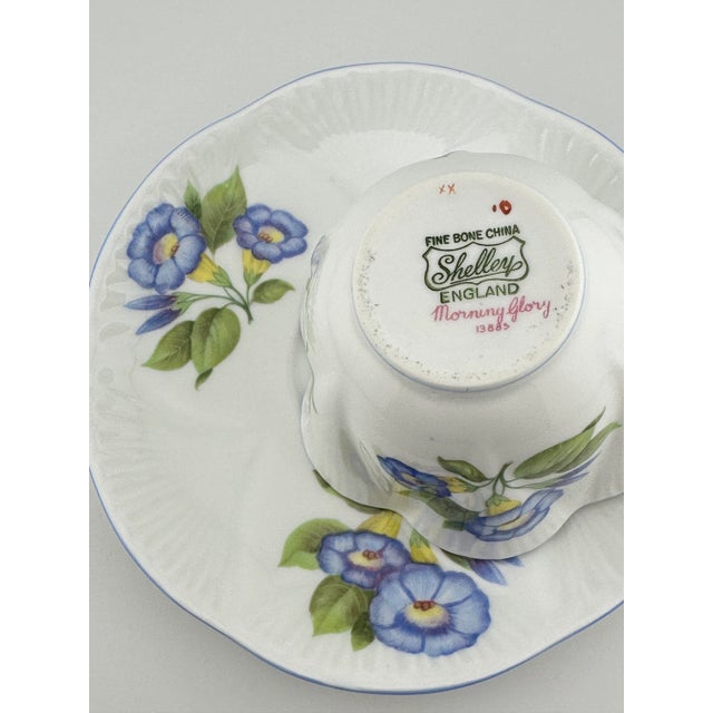Blue 1940s Shelley Morning Glory Tea Cup, Blue Dainty Shape Cup and Saucer, English Fine Bone China For Sale - Image 8 of 8