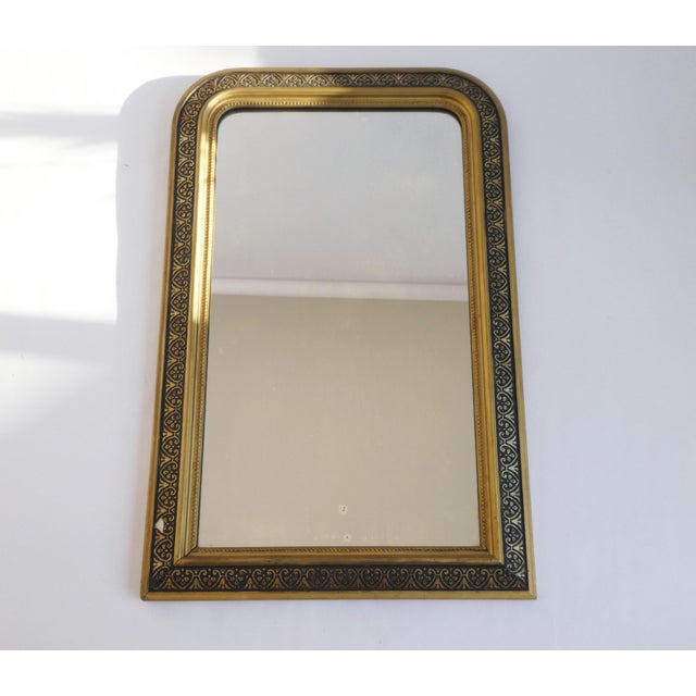 Antique French Louis Philippe Gilded Arched Mantle Mirror, 19th Century For Sale - Image 3 of 13