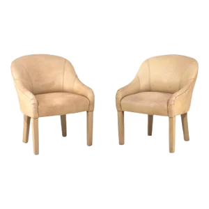 Sally Sirkin for Robert Scott Pair of Leather Arm Chairs, 1970