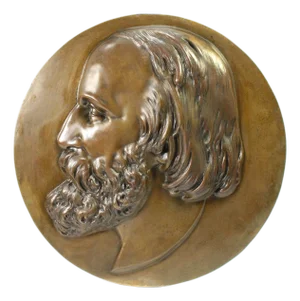 19th C. Large Bronze Bas-Relief Roundel G. Garibaldi Portrait 12.5"