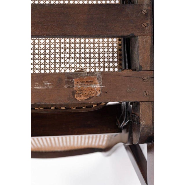 Antique Brazilian Walnut Wood and Cane Reclining Lounge Chair For Sale - Image 10 of 13