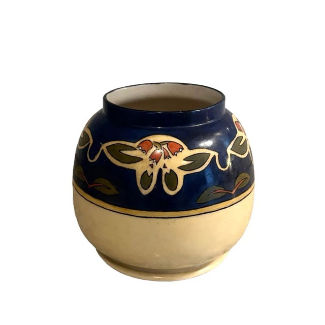 Ceramic Antique American Belleek Ceramic Art Company Arts & Crafts Hand Painted Tulip Squat Form Vase, Circa 1905 For Sale - Image 7 of 11