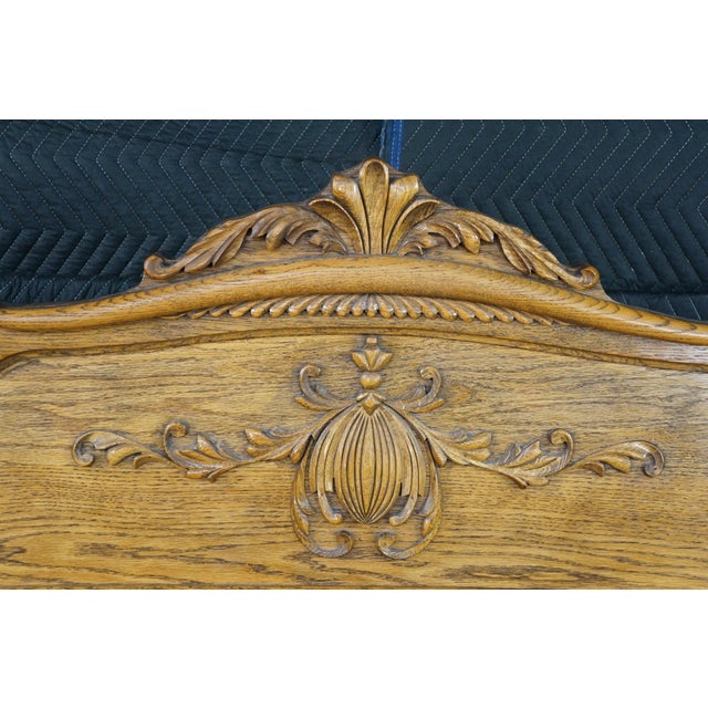 Antique 19th Century American Victorian Carved Oak Full to Queen Size Bed For Sale - Image 11 of 18