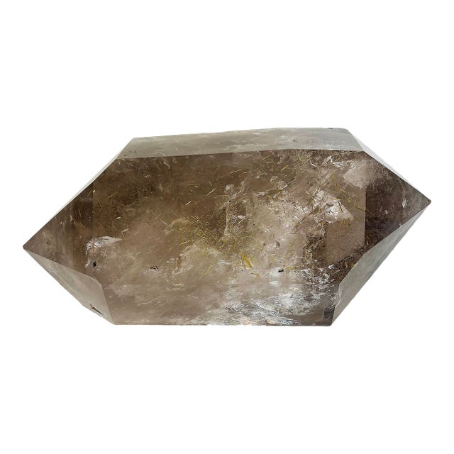 Brazilian Golden Rutile Smoky Quartz Double Terminated Point For Sale