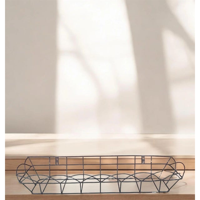 Farmhouse Mid-20th Century Black Metal Wire Wall Baskets Pair Industrial Farmhouse For Sale - Image 3 of 11