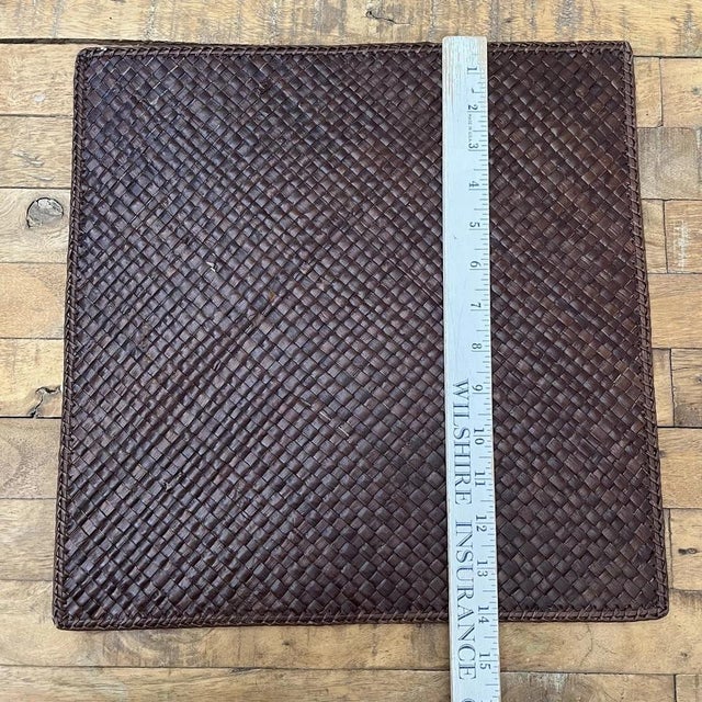 Vintage Handwoven Square Rattan Placemats - Set of 4 For Sale - Image 4 of 10