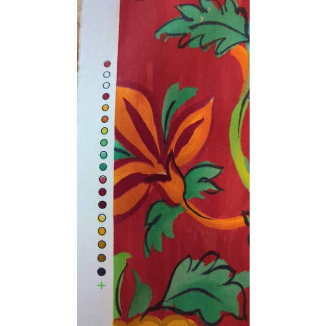 Coastal Designers Guild Kasuti Fabric | Discontinued Bold Red Floral Cotton | Full 9+yds For Sale - Image 3 of 6