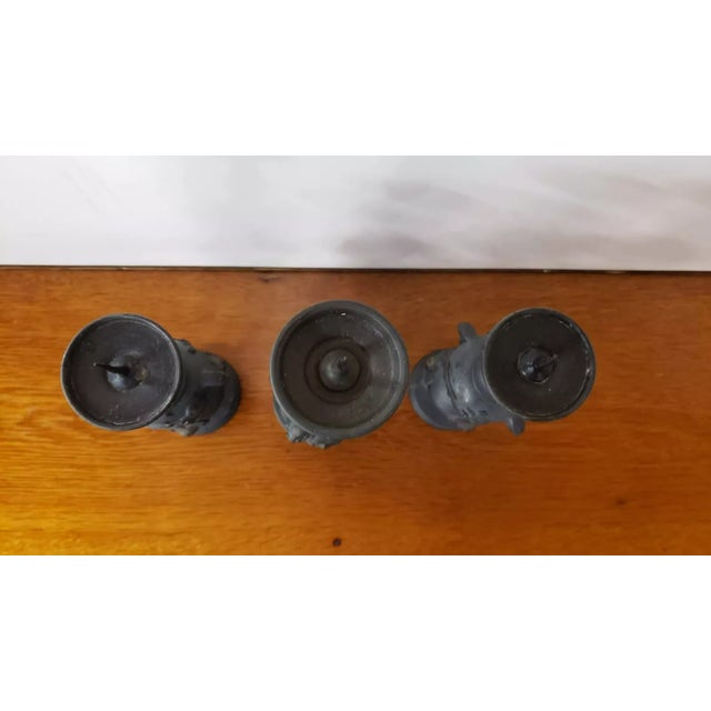 Set of 3 Late 19th Century Japanese Bronze Pricket Buddhist Temple Candlesticks (Meiji Period) For Sale In New Orleans - Image 6 of 8