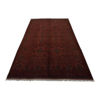 Turkmen Rug 6’8” X 9’7” Red Wool Tribal Hand-Knotted Oriental Carpet For Sale