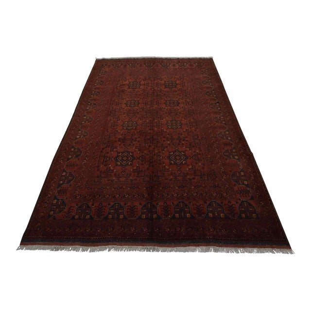 Turkmen Rug 6’8” X 9’7” Red Wool Tribal Hand-Knotted Oriental Carpet For Sale