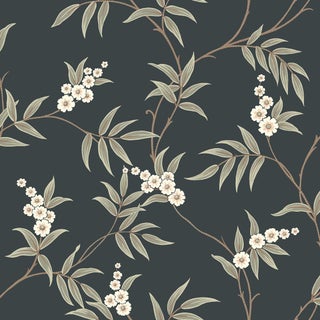 Boråstapeter Floral Tree Wallcovering In Spruce For Sale