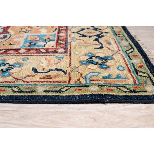 Contemporary 9x12 Timeless Oriental Navy Traditional Medallion Hand Knotted Wool Carpet Rug For Sale - Image 3 of 6