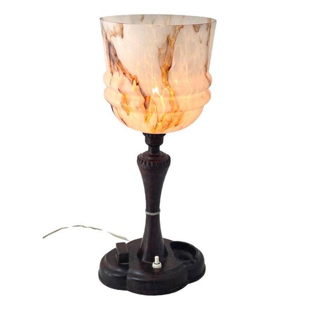 Art Deco Desk Lamp with Bakelite Feet & Ashtray For Sale - Image 9 of 9
