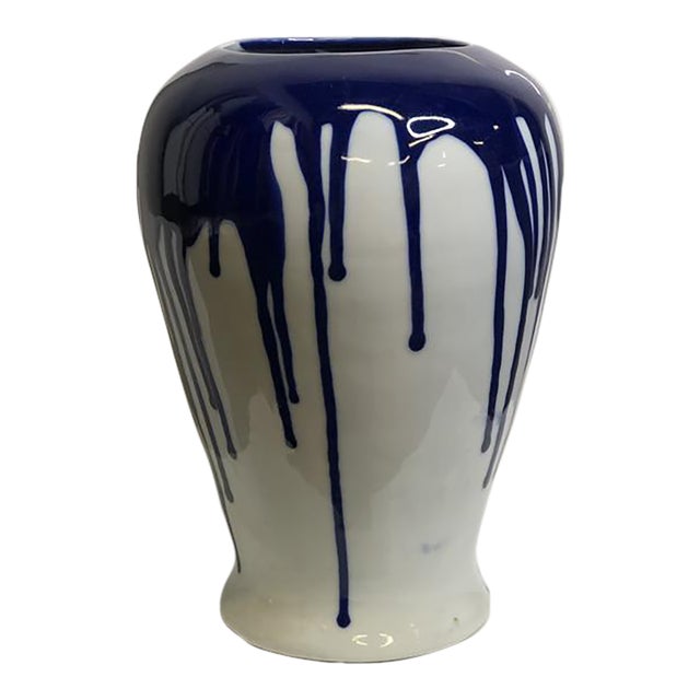 Late 20th Century Cobalt Blue and White Vase For Sale