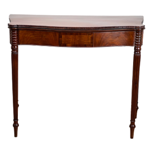 Antique Mahogany Sheraton Game Table With Serpentine Front C. Early 19th Century
