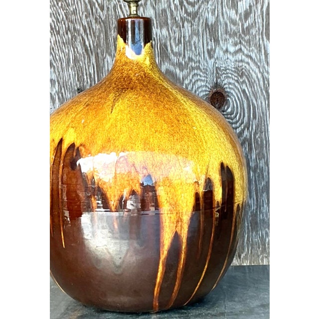 Mid 20th Century Vintage Mid-Century Modern Drip Glaze Lamp For Sale - Image 5 of 18