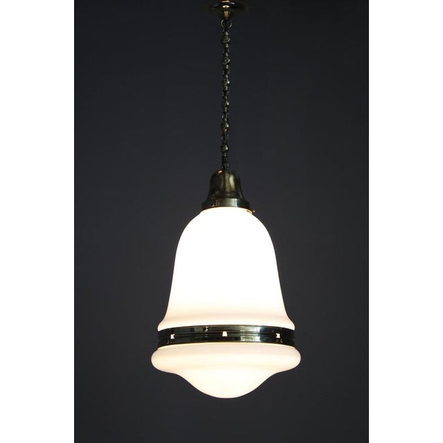 Luzette Pendant Lights in Opaline Glass and Brass by Peter Behrens for Aeg, 1930s, Set of 2 For Sale - Image 16 of 17