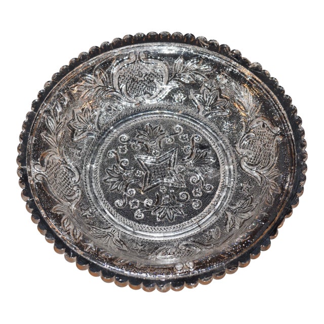 19th C Boston & Sandwich Early American Pressed Glass Dish For Sale