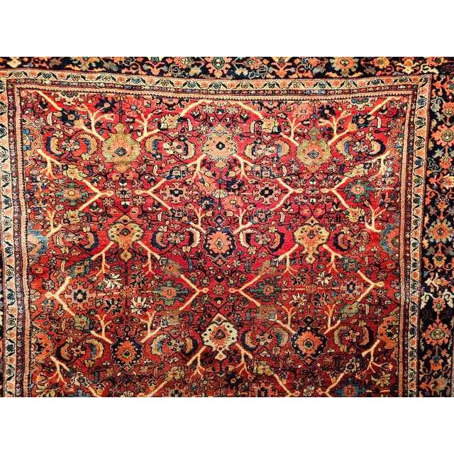 Antique Persian Mahal Sultanabad Rug, Hand-Knotted Wool, Geometric Pattern, 9x13, Red & Navy For Sale - Image 14 of 18