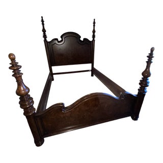 Queen Burl Wood Four Poster Bed For Sale