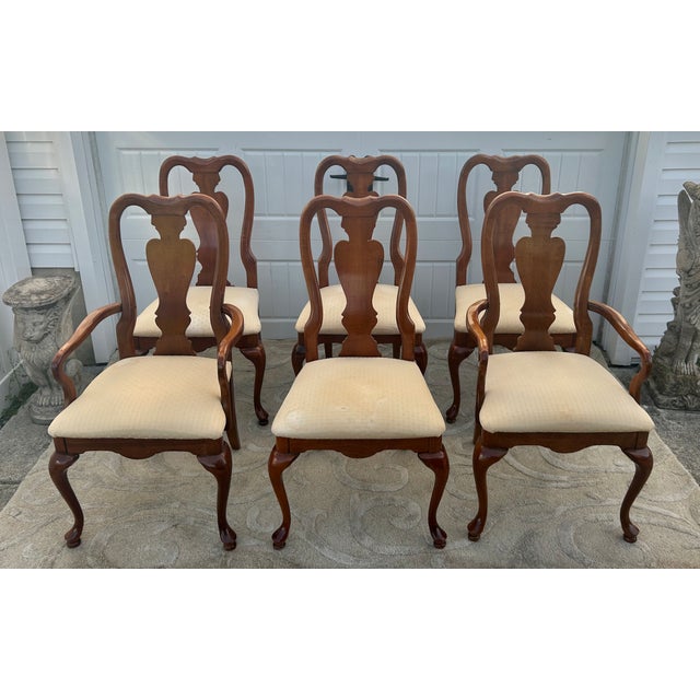 Vtg. American Drew Set of Six Queen Anne Style Dining Chairs For Sale - Image 12 of 15