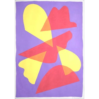 2021 "Translucent Streetlights" Memphis Style Organic Shapes Painting on Paper by Ryan Rivadeneyra For Sale