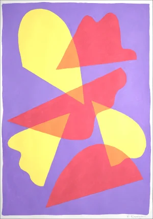 2021 "Translucent Streetlights" Memphis Style Organic Shapes Painting on Paper by Ryan Rivadeneyra