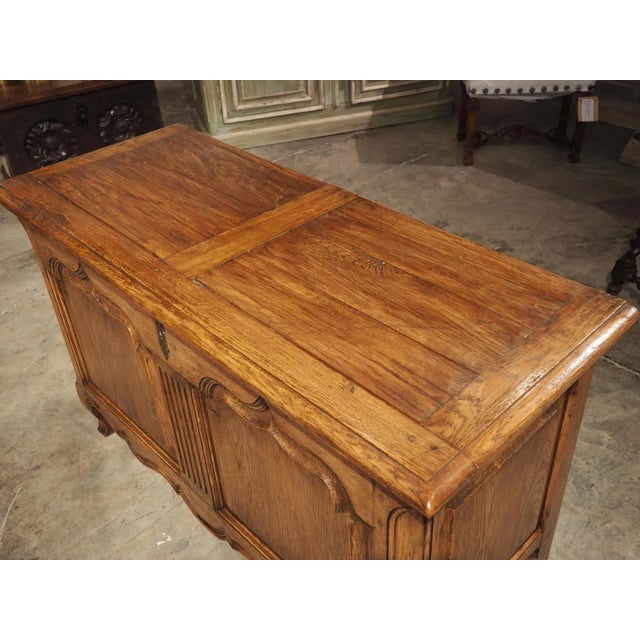 Mid 20th Century French Carved Oak Coffre Chest or Trunk With Shaped Legs, 20th Century For Sale - Image 5 of 13
