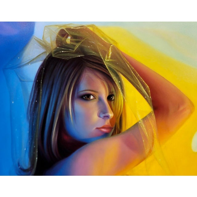 Early 21st Century Donald Foster Clapper - Portrait of a Blonde Girl Wearing a Veil - Oil Painting For Sale - Image 5 of 9