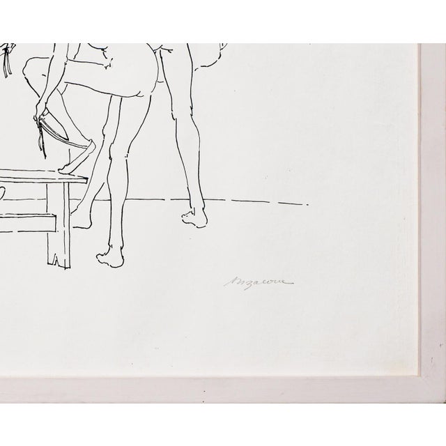 Black William Anzalone Black and White Abstract Figurative Drawing of Nude Female, 20th Century For Sale - Image 8 of 12