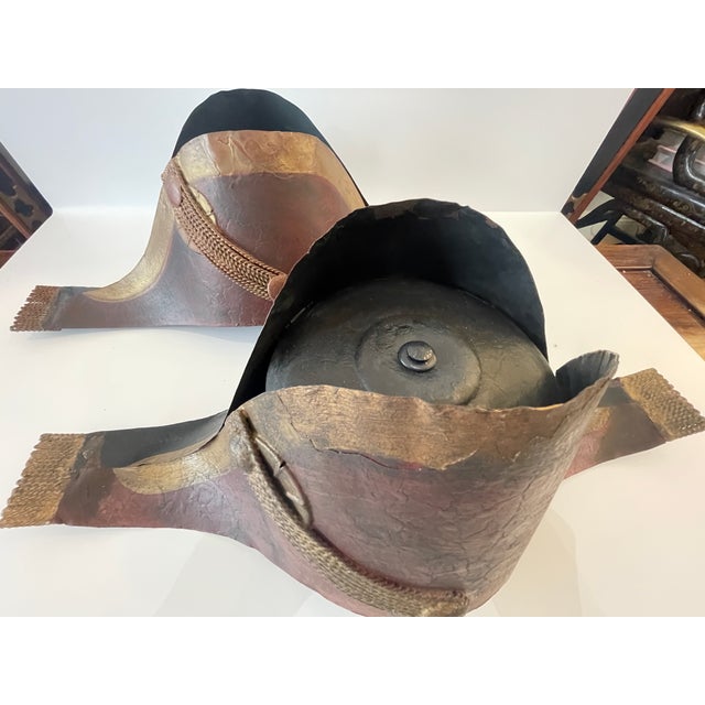 Metal Pair of Red Tole Napoleonic Hats Wall Light Sconces For Sale - Image 7 of 12