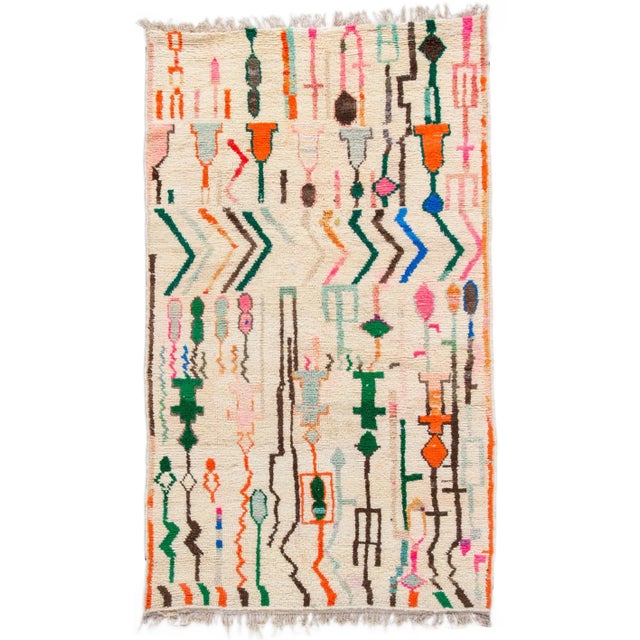 Vintage Multicolor Azilal Moroccan Wool Rug For Sale - Image 11 of 11