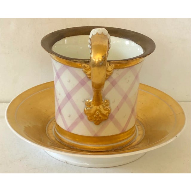 Antique Austrian Royal Vienna Cup and Saucer With Lion Head Terminal Handle For Sale - Image 11 of 12