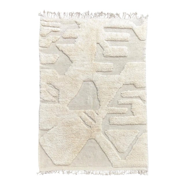 Moroccan Modern Hand-Knotted Wool Rug For Sale