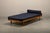 Scandinavian Daybed in Oak and Dark Blue Bouclé Fabric with Leather Accents, 1960s For Sale - Image 4 of 15