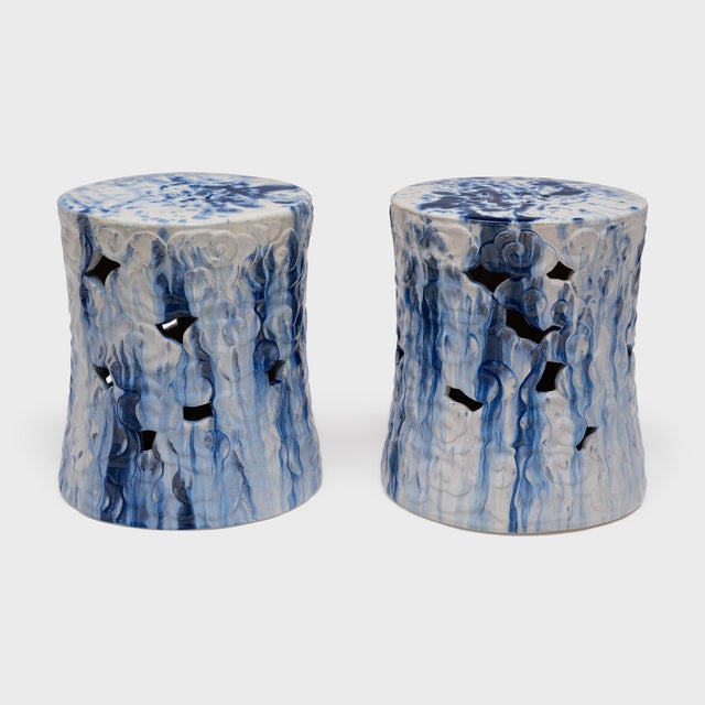 Chinese Drip Blue & White Cloud Garden Stool For Sale In Chicago - Image 6 of 6