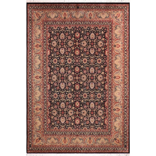 Boho Chic 1990's Floral Pak-Persian Black/Tan Wool Rug - 8'10'' X 12'4'' For Sale - Image 9 of 9