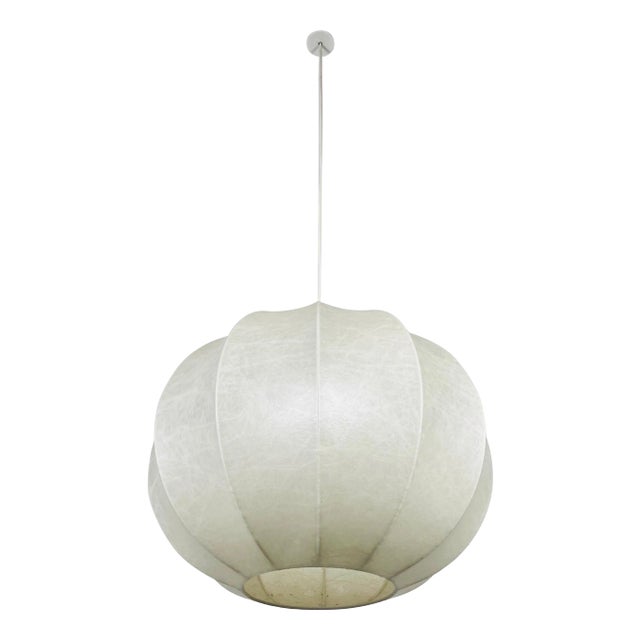 Mid-Century Round Cocoon Pendant Lamp, 1960s, Italy For Sale