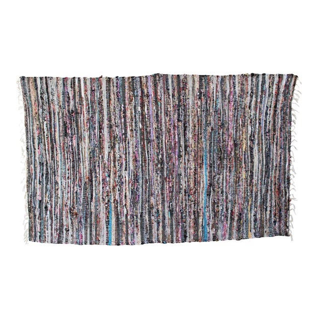 Colorful Striped Sari Rug 40" X 60" For Sale