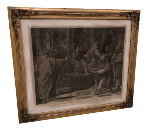 Early 19th Century Royal Collection Trust Engraving of Elymas the Sorcerer Struck with Blindness, Framed