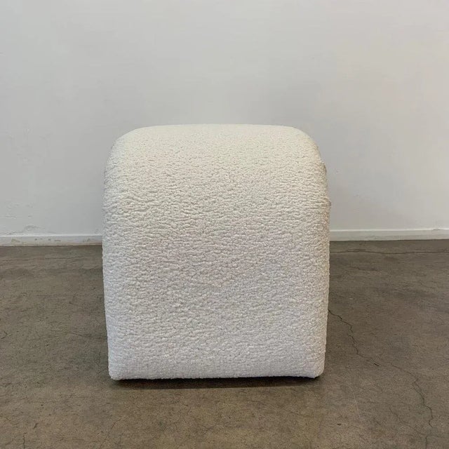 Antique White Custom Made Waterfall Bench in Sherpa For Sale - Image 8 of 13