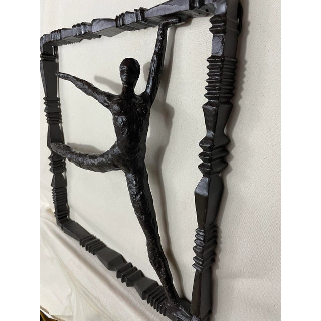 Brown 2000s Triptych Iron Wall Sculptures, After Alberto Giacometti - Set of 3 For Sale - Image 8 of 11
