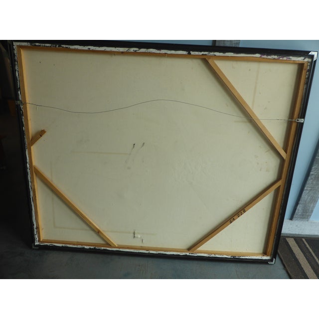 Postmodern 1980s Memphis Style Abstract Mixed-Meida on Canvas Signed by David H For Sale - Image 3 of 4