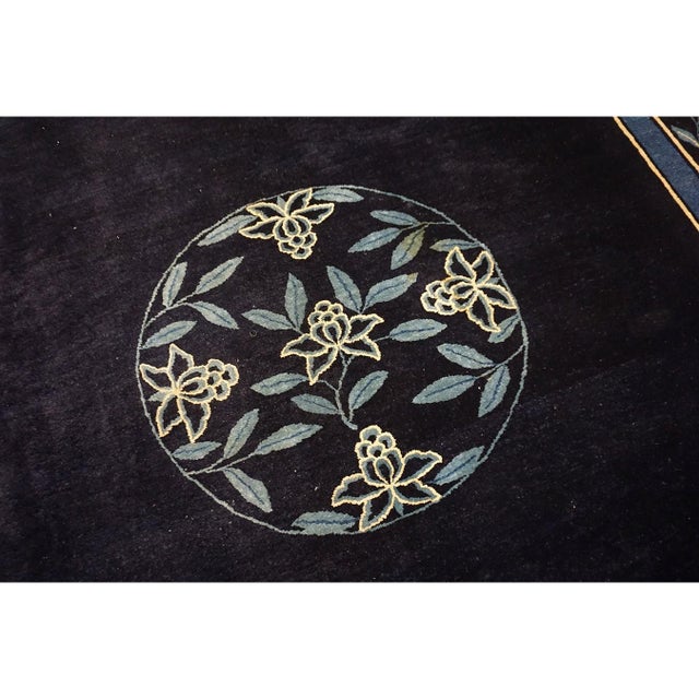 Black 1930s Traditional Navy Blue Medallion Antique Chinese Peking Room Size Rug For Sale - Image 8 of 11