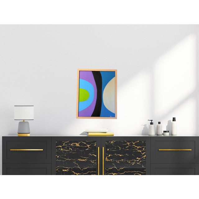 Bryan Boomershine original mix media textured abstract Mid-Century Inspired paintings in Bright Colors in a modern light...